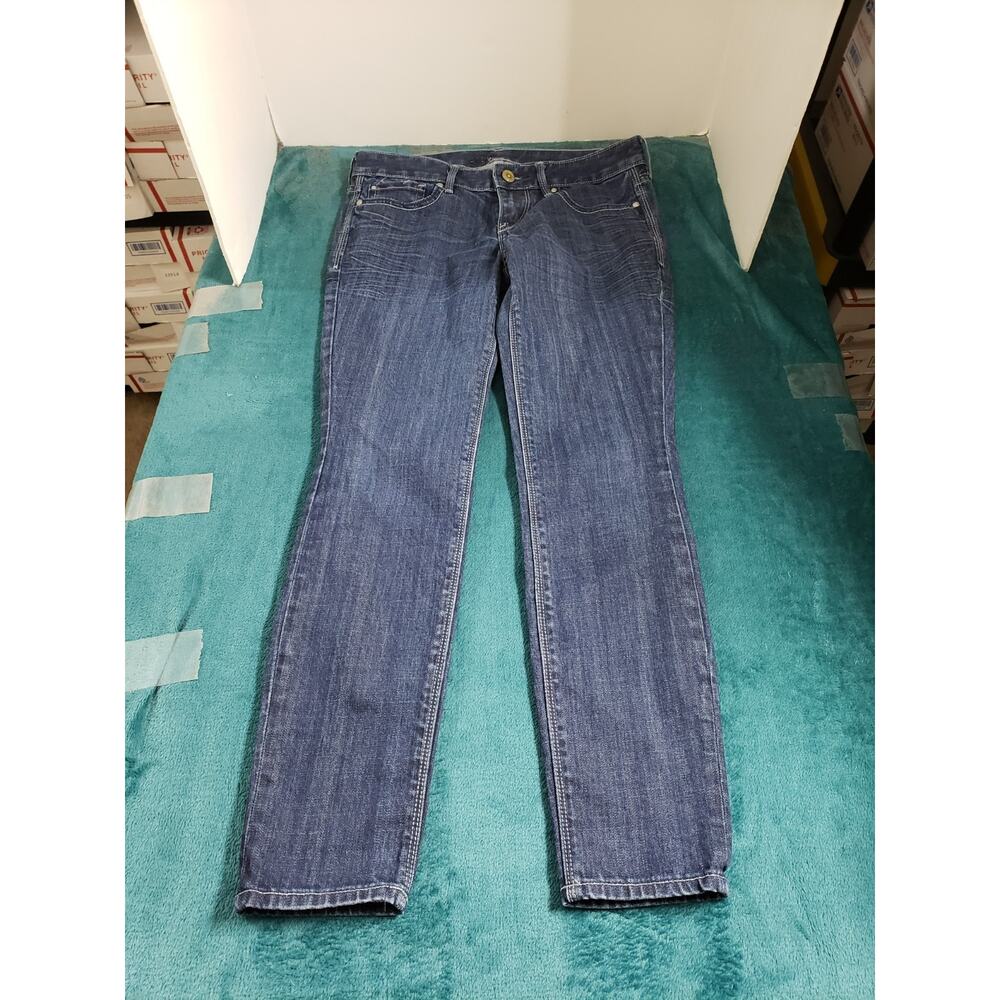 Express Jeans Size 4 Short Womens Blue Stretch Pants Ladies Mid Rise Skinny
